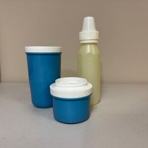 Vintage Tommee Tippee Babytainer Playskool Blue Thermos Bottle Warmer Insulator